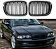 BMW 3 E46 99-01 Sedan Touring Compact M4 Look Double Grille Glossy Black 2 Pieces