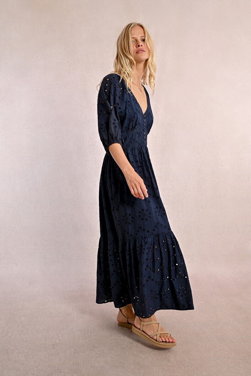 chinese dress ladies Long Leopard Print Dress Blue Paula / L