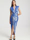 Summer Maxi Evening Dress Drape Blue
