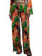 Bahamas Women's Fabric Trousers with Elastic Regular Fit Floral Black