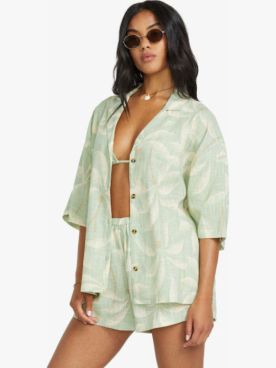Beach Side Women's Short Sleeve Shirt Pistachio