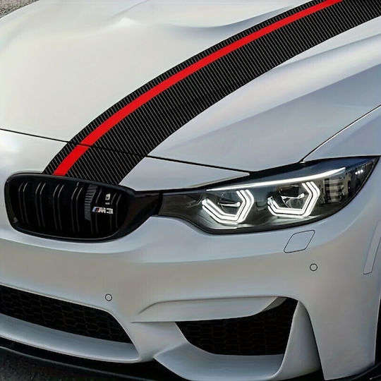 Adhesive Sticker Tuning Model "rally Stripe Carbon 3d" Size 140 X 17 Cm Color Black Red