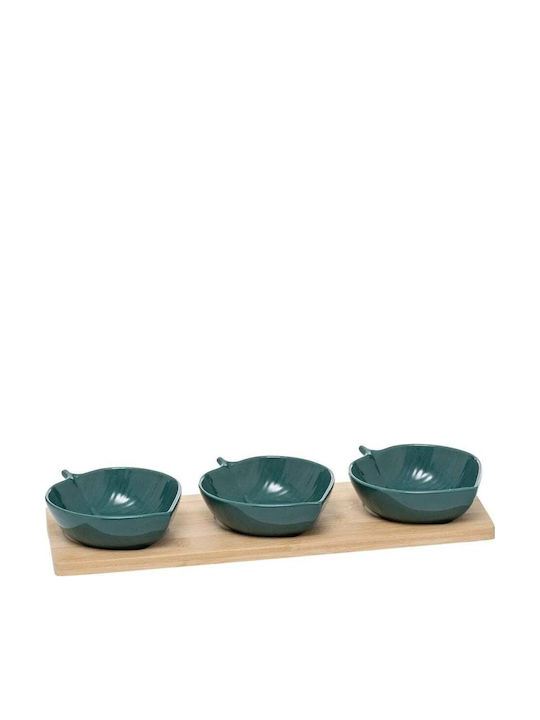 Atmosphera Ξύλινη Ορντεβιέρα 3 Θέσεων Πράσινη Ø11.5cm Π32xΜ11.5cm