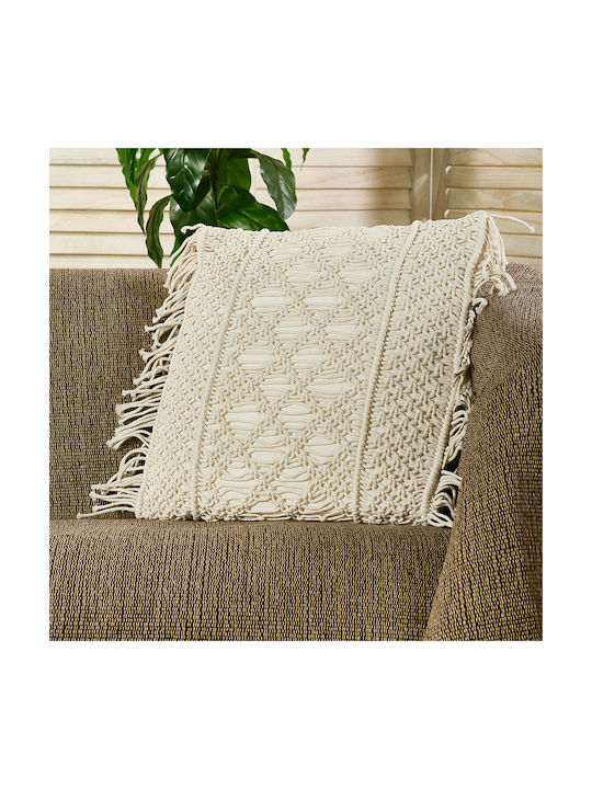 Whitegg Decorative Pillow Case D0324 in 100% Cotton Ecru 45x45cm