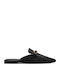 Flat Leather Mules in Black Color