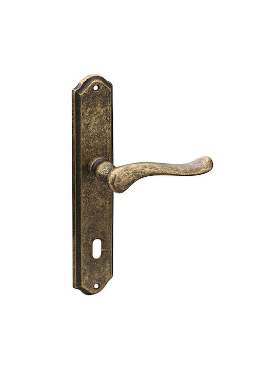 Roline Lever Middle Door with Plate K372 Pair (Center Distance 75mm) Antique