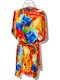 Women's Poncho Dress 24t Orange Blue One Size Intl