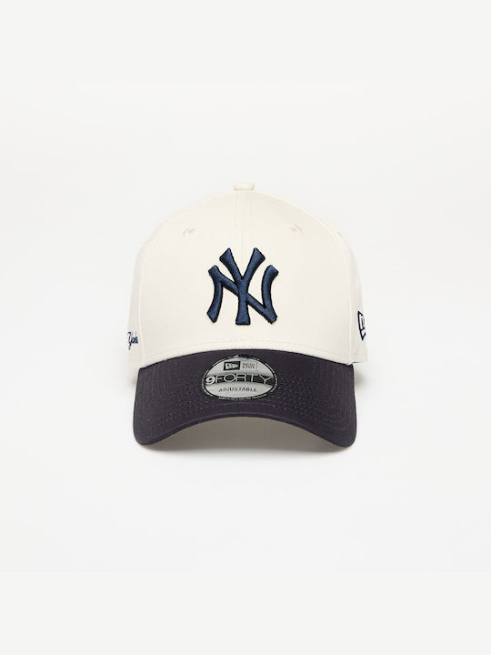 New Era New York Yankees 9forty Side Script Adjustable Cap Ivory