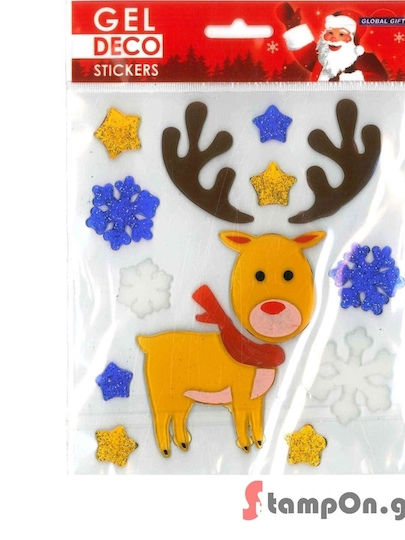 Global Gift Χριστουγεννιάτικα Sticker Gel Deco Κάλτσα Άη Βασίλη 13x17cm 310511