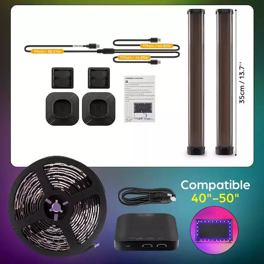 Color Real-time Sync Led Light Strip Plug Play Installation Compatible Hdmi Devices 40-50 Inch Tv Eu