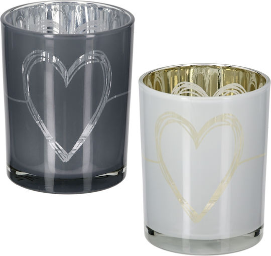 ArteLibre Glass Lanterns Set Gray 10x10x13cm 2pcs