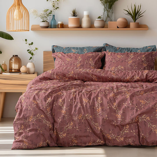 Beauty Home Art 12210 Indra Σετ Κουβερλί Υπέρδιπλο Βαμβακοσατέν Σάπιο Μήλο 220x240cm