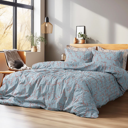 Beauty Home Art 12211 Emerald Σετ Κουβερλί Υπέρδιπλο Βαμβακοσατέν Σιέλ 220x240cm