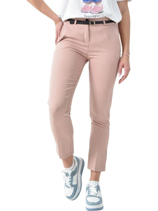 Dama Tesatura Pantaloni cu Croială Slim Beige