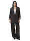 Schwarzes Hosen- und Blazer-Set mit Animal-Print