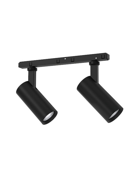 Eko Light Magnetic Διπλό LED Φυσικό Λευκό Σποτ σε Μαύρο Χρώμα
