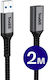 Buddi Cablu USB 2.0 USB-A Male - USB-A Female Negru 2m