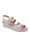 Anatomic Women's Leather Ankle Strap Platforms Beige