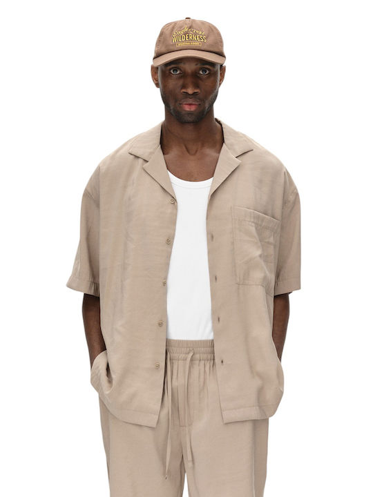 Resort Κοντομάνικο Πουκάμισο σε Κανονική Γραμμή Beige