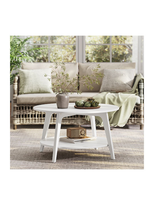 Round Central Coffee Table Wooden White W80xL80...