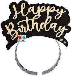 Schwarz & Gold Happy Birthday Papier-Stirnband 4 Stück