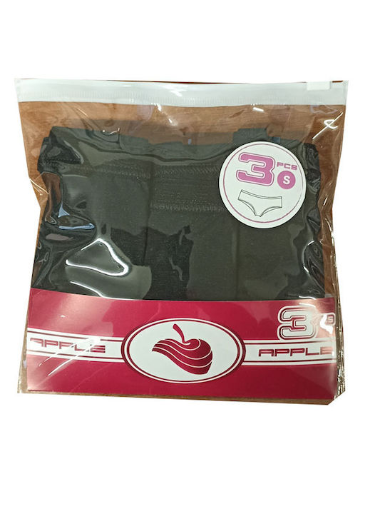 Apple Boxer Βαμβακερά Γυναικεία Boxer 3Pack Μαύρο