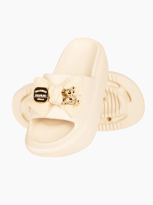 The Shoemart Slides mit Plattformen in Beige Farbe