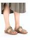 Flache Sandalen für Damen in Khaki Farbe