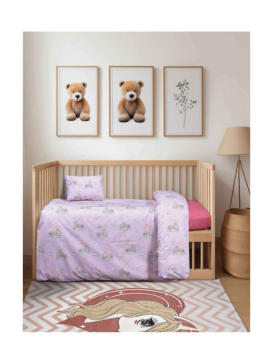 Madi Baby Bettbezug Set mit Kissenbezug Rosa 110x145cm.