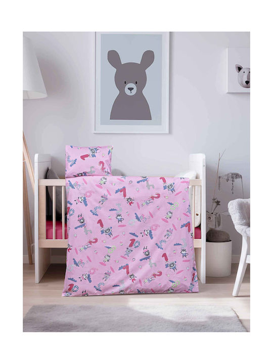 Madi Baby Bettbezug Set mit Kissenbezug Rosa 110x145cm.