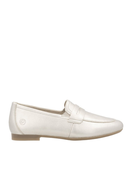 Δερμάτινα Γυναικεία Loafers σε Χρυσό Χρώμα