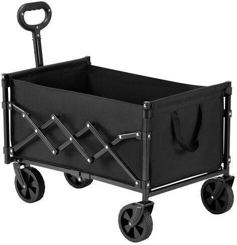 Folding Cart Garden Camping 660 x 450 x 460 mm Max Load Capacity 104 Kg Steel Nylon 4 x Wheels