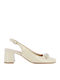 Leather Ecru Medium Heels
