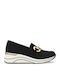 Ανατομικά Γυναικεία Slip-On Δερμάτινα Μαύρα