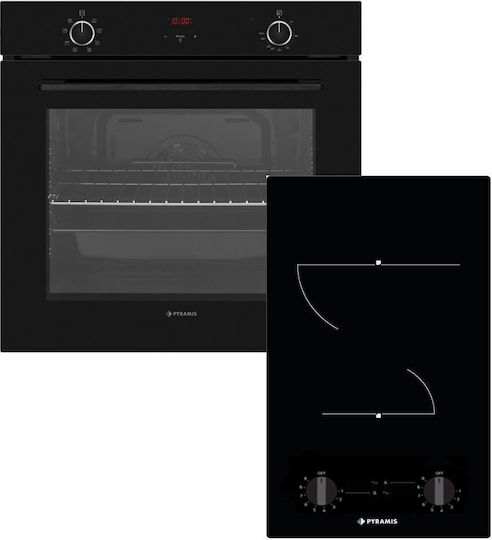 Pyramis PO78072008SBL+ PHC31213FMB Φούρνος άνω Πάγκου 78lt με Κεραμικές Εστίες Π59.5εκ. Μαύρος