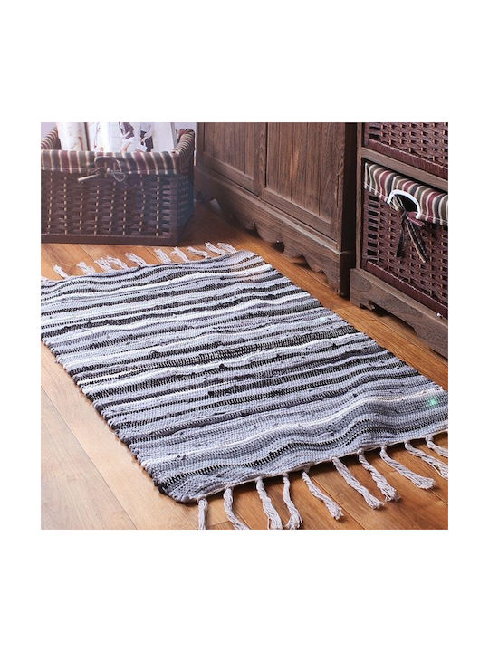Χαλί Διάδρομος Βαμβακερό με Κρόσια Γκρι 60x190cm