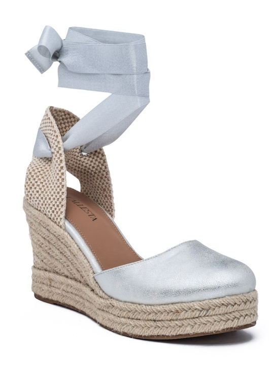 Damenplattformen im Espadrilles-Stil Silber