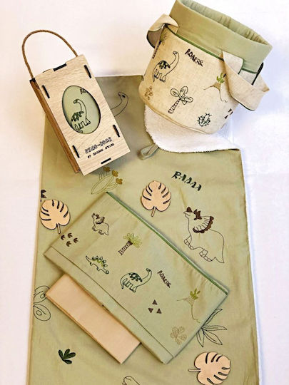 Raison D' Etre Baby Sheets Set Crib Cotton Green 120x160cm 3pcs