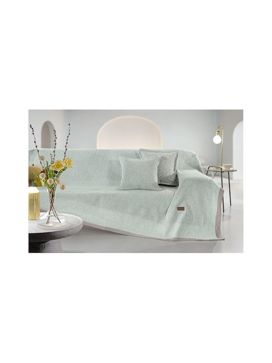 Guy Laroche Central Cuvertură Pentru Canapea 2 Locuri Șenilă 180x250cm Verde Menta