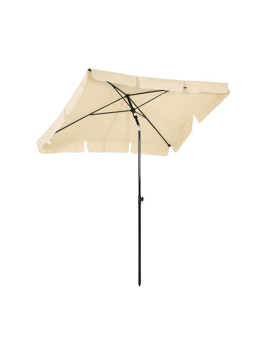 Umbrella Floor Square Aluminum Beige with Base & Steering Wheel 2x1.3m