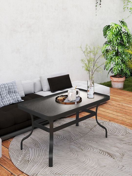 Metal Masa Masa de lounge pentru spații exterioare Negru 95x55x46buc