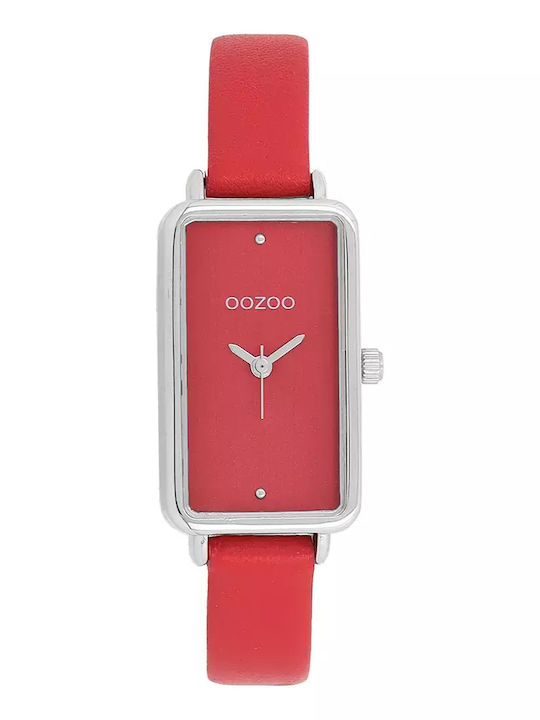 Oozoo Timepieces Γυναικείο Ρολόι 19mm Μπαταρίας με Κόκκινο Δερμάτινο Λουράκι
