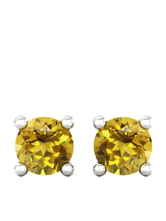 Theodora's Jewellery Ανδρικά Σκουλαρίκια Καρφωτά από Ασήμι Επιχρυσωμένα με Πέτρες