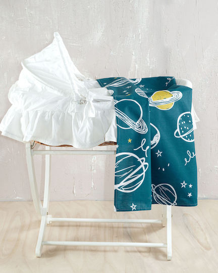 Rythmos Saturn Baby Sheet Cradle Cotton Petrol 80x110cm
