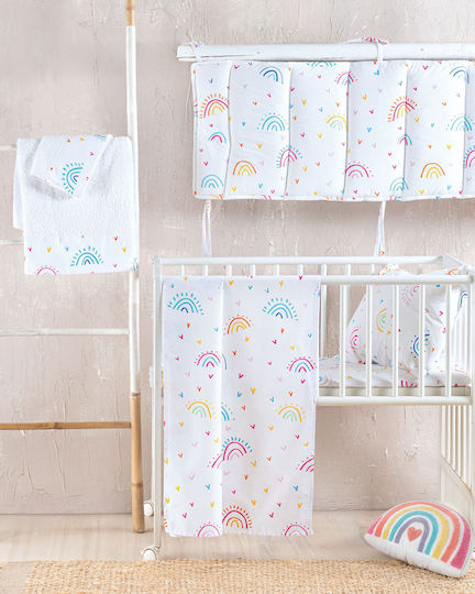 Rythmos Rainbow Multi Baby Sheet Cradle Cotton White 80x110cm