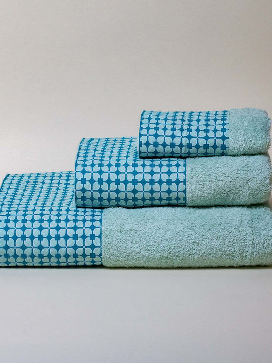 White Fabric Hand Towel Gemma 30x50cm Green Weight 600gr/m²