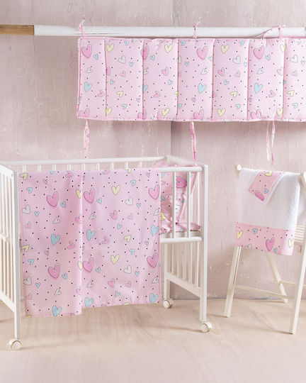 Rythmos Pop Hearts Crib Bumpers Classic Inside Pink 43x200cm