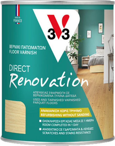 V33 Renovation Floor Βερνίκι Εμποτισμού Νερού Άχρωμο Σατινέ 750ml