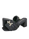 Marquel Leather Mules with Heel in Black Color