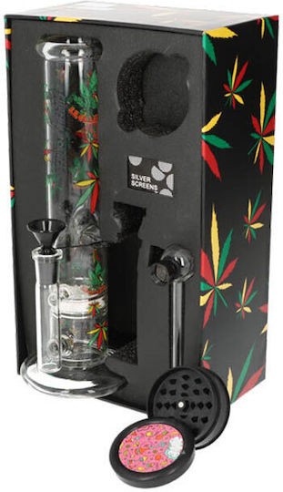 Bong-Set "Rasta Leaf" Bong Grinder Pfeifen-Siebe
